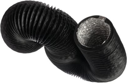Ø 125mm / 5 inch Flexible Air Duct for Cooker Hood, Air Conditioner, Extractor Fan, Tumble Dryer - 3m / 9.8 ft Exhaust Hose - Ventilation Ducting - Aluminium/PVC Black