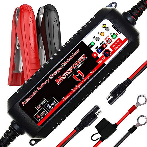 MOTOPOWER MP00207-FR 6 V/12 V 4 AMP Intelligentes Ladegerät, vollautomatisch, mit Wiederherstellungsmodus des Akkus
