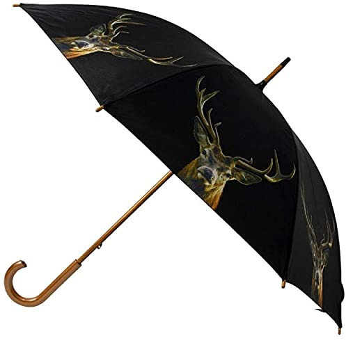 AKAH Regenschirm faltbar für Jäger mit Hirschmotiv 115cm Durchmesser - Schirm Hirsch für die Jagd - Jagdgeschenk - Geschenk für Jägerinnen und Jäger