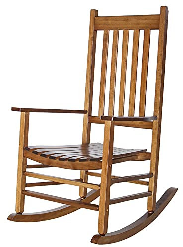 Schaukelstühle Holz Braun Schaukelstuhl Mit Lattenrost & Sitz, Rocker Zum Balkon Indoor Hinterhof Rasen Garten Terrasse Vorbau, Last 385lbs / 175kg