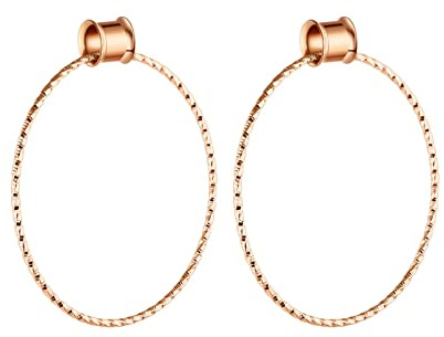Homxi 2 Stück 8mm Ohrringe, Ohr Tunnel Edelstahl 0G Mit Großem Hoop Plug Ohr Set Rosegold