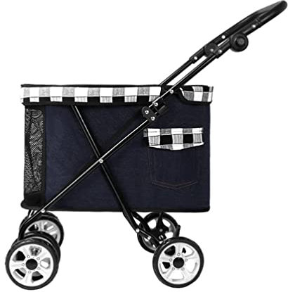 Hundewagen Hundebuggy Faltbarer Haustier-Kinderwagen, 4-Rad-Jogging-Kinderwagen Für Katzen Und Hunde Mit Belüftetem Fenster, Haustier-Reisesystem Bis Zu 15 Kg (Color : Black)