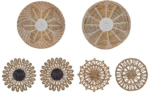 Wanddeko Seegras natürlich geflochten Wandkörbe 6er Set Kreise Boho Pintano