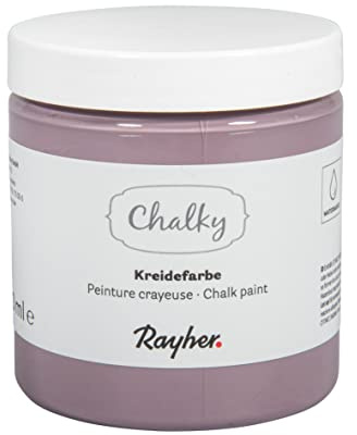 Rayher Chalky, Kreidefarbe auf Wasserbasis, brombeere, für Shabby-Chic, Vintage- und Landhaus-Stil-Looks, Dose 230 ml, 35048304