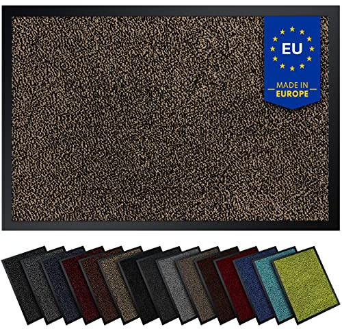 Gentle North Hochwertige Fußmatte beige-schwarz 90x120 groß für Innen & Außen - Schmutzfangmatte rutschfest, waschbar & wetterfest - Fussmatte für Eingangsbereich & Aussenbereich - Läufer Flur dünn