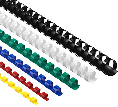 150 Stück Plastikbinderücken Plastikkamm Bindering 19 Ringkamm Binderücken Briefgröße Kunststoff Spiralbindung für Notizbuch Kalender Bild Album (Mehrfarbig, 1/4 5/16 3/8 1/2 5/8 3/4 Zoll)