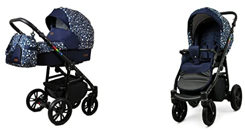 BabyLux® Kinderwagen Set 2in1 - Color Lux - incl. Babywanne, Buggy Sportsitz - Kinderwagenset - Kombikinderwagen mit Wickeltasche, Regenschutz, Moskitonetz, Cupholder usw.