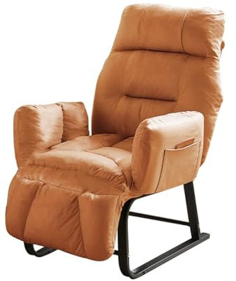 YCKEGEW Liegestuhl Lesesessel Mit Großer Sitzfläche, Weicher Freizeitstuhl Sessel Mit Stahlgestell,für Schlafzimmer Und Sonnenzimmer,Verstellbare Rückenlehne Und Bequeme Polsterung (Color : Orange)