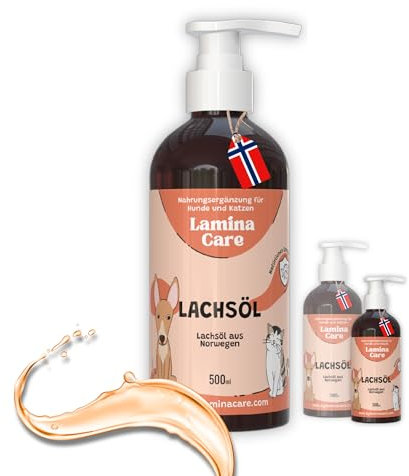 Lamina Care - Lachsöl Hunde und Katzen, Angereichert mit Omega 3, 6, EPA und DHA, Fortschrittliche Formel auf Lachsöl Katze für Gesunde Haut und Starke Gelenke, Natürliches Fischöl für Hunde