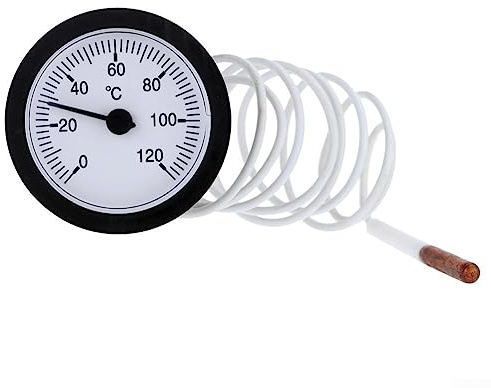 Kapillartemperaturmessgerät, Thermometer, Zifferblattthermometer, Kapillartemperaturmessgerät mit Sensor 0–120 °C für Wasser, Flüssigkeiten und Öl