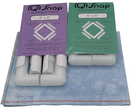 Q-Snap Stickrahmen-Set – 15,2 x 15,2 cm und 20,3 x 20,3 cm Q-Snap-Rahmen-Set mit handgefärbtem Aida-Kreuzstichstoff, Fadenzahl 16 VolcanoStitching