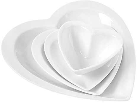 LIFKOME 4stücke Herzförmige Keramikschalen Essgeschirr Für Salat Obst Suppe Dessert Passend Für Küche Restaurant Leicht Zu Reinigen Und Robust