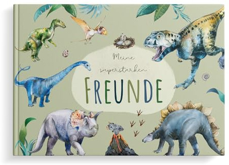 MeinBaby123® Freundebuch für Kinder Dinosaurier, Kindergarten, Schule, Jungs, Freundschaftsalbum, Geschenk für Jungen - Album (Dino)