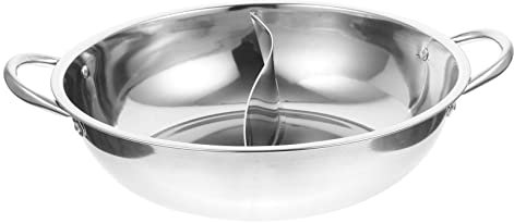 Zerodeko Divided Stainless Steel Hot Pot Cooker 28cm Double Flavor Hot Pot for Induction Gas Stove Household Kitchen Essentials with Handle