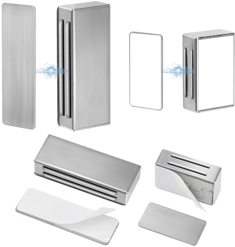 BUZIFU 4 PCS Iman para Puertas de Armario, Cierre Magnético para Puertas Adhesivo, Imanes de Gabinete de 2 Tamaños, Pestillo Magnetico para Puerta de Armario, Cierre Magnético para Puertas de Muebles