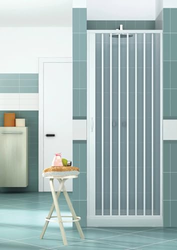 Porta Parete Doccia 90 cm 1 Anta a Soffietto in PVC H185 Vens Bianco