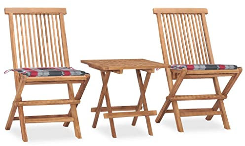 LIANGDONFC Balkon möbel für kleinen balkonbalkonmöbel、sitzsack Outdoor wasserfest3-tlg. Garten-Essgruppe mit Kissen Klappbar Massivholz TeakIdeal für Terrassen, Gärten