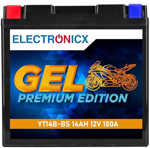 Electronicx GEL motorcykelbatteri YT14B-BS – 12V 14Ah 180A – modern gelteknik,vibrationssäkert, lång livslängd, kompakt & pålitligt – idealiskt för MC, moped, skoter, fyrhjuling & ATV