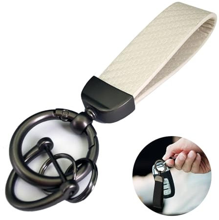 JJQFLB Leder schlüsselanhänger für Mercedes Benz GLC AMG ML AMG A Class B Class CLA, Geschenk Keyring,C/White