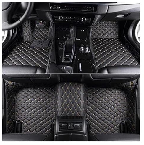 YFZNCPZI Wasserfest Antirutsch Fussmatten LHD Für FIAT 500 500X 2011 2012 Auto Interior Styling Vollständige Abdeckung Innen Zubehör Teppich Matten(Black beige)