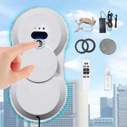 Soflightmok Robot Window Cleaner,Glass Cleaning Robot-Double Water Spray, 2800pa Window Cleaner Robot-50ml Water Tank,Window Vacuum Cleaner Smart Glass Cleaning Robot-3 Cleaning Modes,White