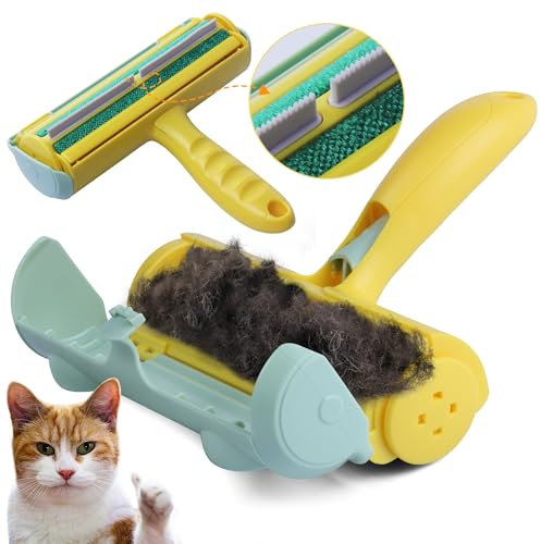2025 Upgrade Tierhaarentferner und wiederverwendbare Fusselrolle – ChomChom Katzen- und Hundehaarentferner für Möbel, Couch, Teppich, Kleidung und Bettwäsche – Tragbares Fellentfernungswerkzeug für