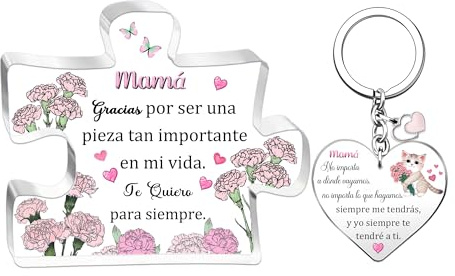 FCZIVA Mamá Regalos Llavero Con Carteles y Placas Decorativas 2 Piezas Apreciación Día de la Madre Cumpleaños Mujeres Recuerdos Jubilación Navidad Personalizados Día de la Familia de Hijo Hija