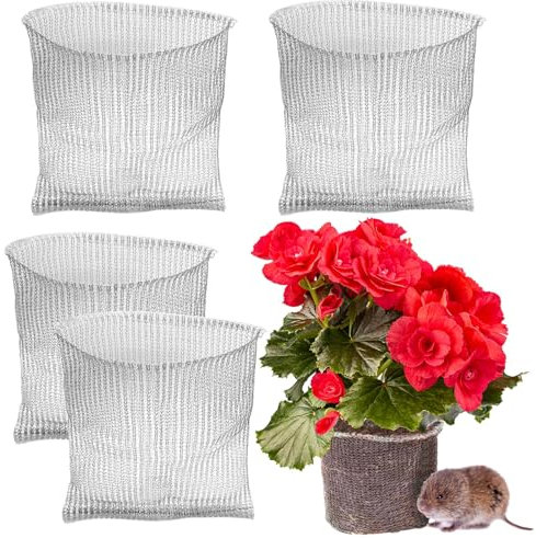 4 Stück Wühlmauskorb, shallyong Wühlmausgitter, Pflanzenschutzgitter, Drahtkorb, Maulwurfnetz, Wurzelschutz Gegen Wühlmäuse(35X35CM)