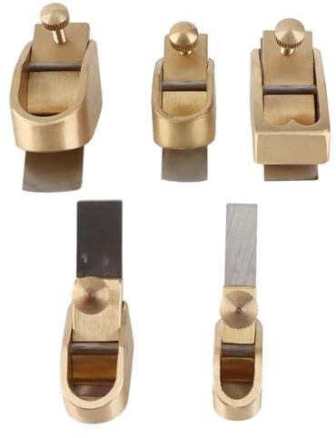 5Pcs Brass Miniature Violin Woodworking Thumb Planers, Handcraft Curved Plane Cutters Set for Violins DIY Enthusiasts