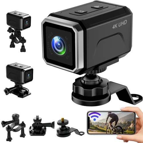 Pudet Luo Camera Sport WiFi, 4K Stabilization Hotspot Camera Moto, 8-Hour Battery & 140° Wide Angle for Sports and Adventures