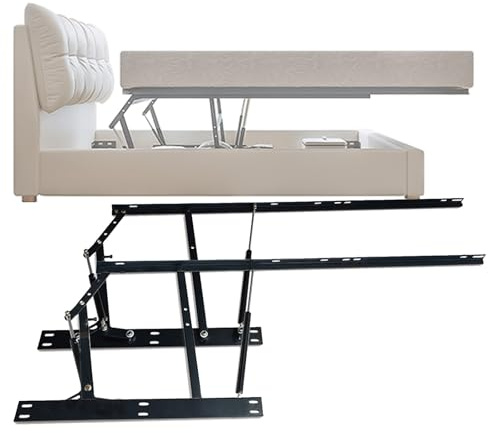 1 Paio Di Meccanismo Di Sollevamento per Letto Contenitore, Trapezi + Pistoni A Gas + Viti Di Montaggio, Molle Di Sollevamento Pieghevoli Meccanismo Easy Di Sollevamento per Letto Contenitore(Applicab