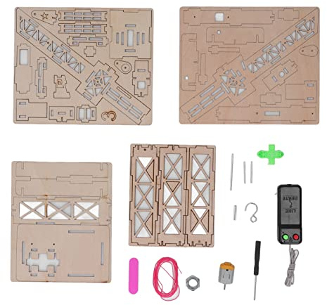 FTVOGUE Holzspielzeug-Kranmodell mit Fernbedienung und Doppelten Hebepunkten, Pädagogisches 3D-Kran-Montagepuzzle für, Verbundholz