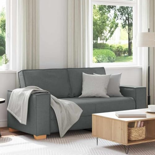 Massbinet 2-Sitzer Sofa Dunkelgrau 140 cm Stoff Modernes Sofas mit Wurfkissen Stoffcouch mit Armlehne