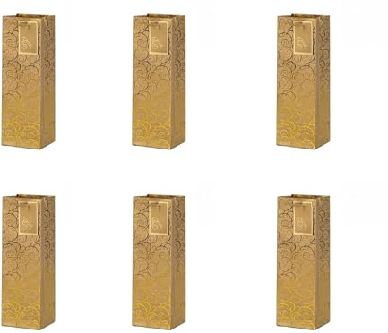 xbiez Wein-Geschenktüten, Weinflaschen-Taschen, Flaschentasche, Papierstruktur für sicheren Transport von Flaschen für besondere Anlässe, 6 Stück