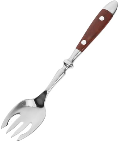 Cabilock Tenedor de Ensalada Inoxidable con Mango de Madera Multifunción para Fruta y Resistente y Duradero para Fiestas y Reuniones Familiares