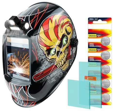 TRQWH Schweißhelm, automatische Verdunkelung, große Sichtbarkeit, echte Farbe, solarbetriebene Schweißhaube mit 4 Lichtbogen-Sensoren, verstellbar, breiter Schattenbereich 4-5-8/9-13 Schweißermaske