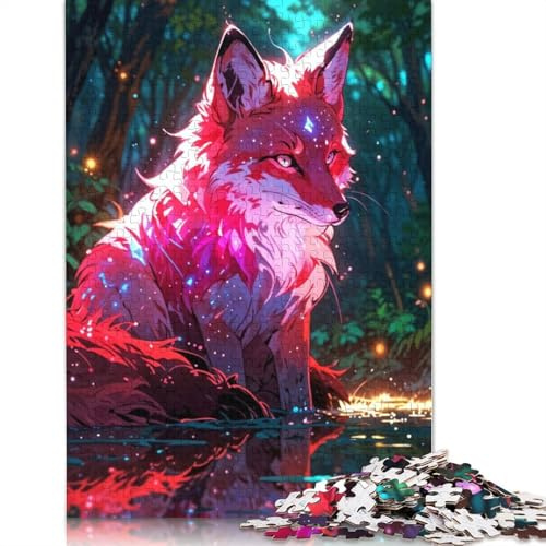 Puzzle de 500 pièces Renard mystique dans la forêt enchantée, puzzle créatif carré en bois pour adultes, 500 pièces (52 x 38 cm)