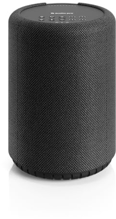 Audio Pro A10 MkII W, enceinte multipièce WiFi et Bluetooth 5.0, classe numérique 52 W, croisement 300 Hz, AirPlay 2, Google Cast, Spotify Connect, Bluetooth 5.0, support mural/plafond (noir)