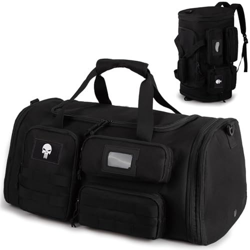 Bolsa de Gimnasio expandible para Hombre, Bolsa táctica 3 en 1 con Compartimento para Zapatos, Resistente al Agua, Ideal para Deportes y Viajes de Fin de Semana.