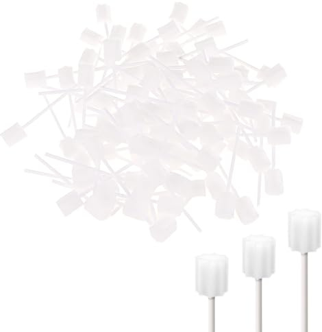 100 Bâtonnets de Soins Bucco-Dentaires, Éponge de Nettoyage des Dents, Écouvillons en Mousse Jetables, Bâtonnets Jetables Stériles, Écarteur Bouche, Pour Adultes et Enfants