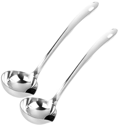 GRIRIW Lot De 2 Louche Séparatrice De Graisse En Acier Inoxydable Petite Louche À Soupe Avec Bec Verseur Écumoire À Huile Pour Séparer Graisse Et Sauce Cuisine Maison