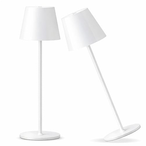 081 Store - 2 PEZZI LAMPADA DA TAVOLO SENZA FILI RICARICABILE BIANCHE, LAMPADA DA TAVOLO LED DIMMERABILE E CON 3 TONALITà DI LUCE, DIMMERABILE 3000-65000K ED IMPERMEABILE IP54