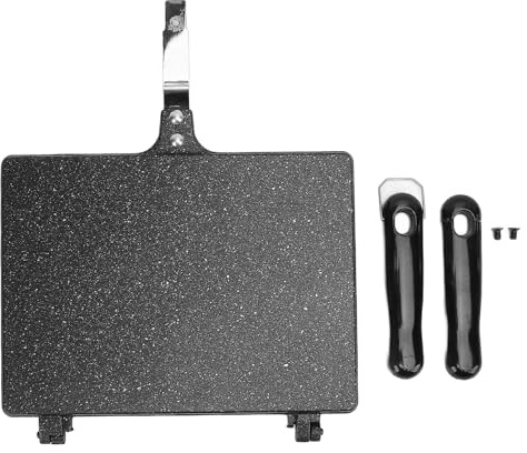 ANKROYU Tostapane manuale per panini Piano cottura antiaderente Panini Grill Pan Design staccabile su entrambi i lati per una cottura rapida della colazione Lega di alluminio Nero