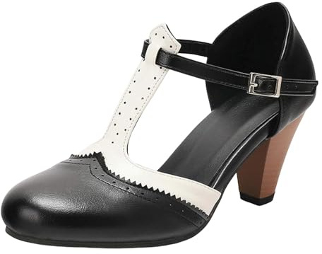 LXGKEKSKG Sandalias de Estilo inglés con Punta Cerrada, tacón Grueso, Hebilla en Forma de T y Tira, Estilo Casual.