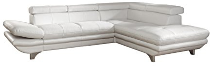 Mivano Ecksofa Enterprise / Trendige Ledercouch in L-Form mit Bettfunktion / Kopfstützen und Armteil verstellbar / 273 x 75 x 238 / Kunstleder: weiß