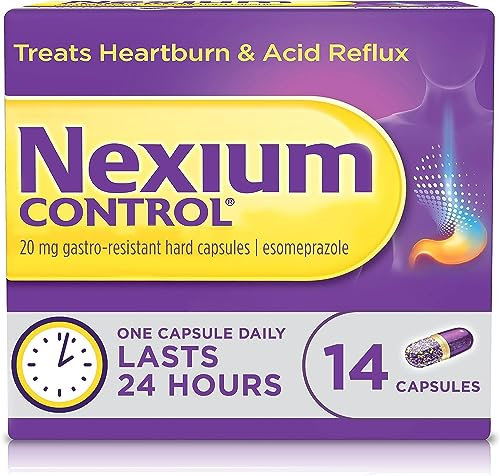 Nexium Control Heartburn & Indigestion Capsules for Acid Reflux Relief, Gastro-Resistant Esomeprazole capsules, 20mg, 14 Count