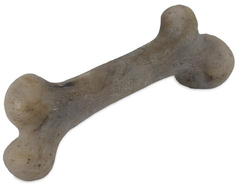 Pet Qwerks Dinosaur Wood BarkBone – Durable Bacon Flavoured Dog Chew Toy for Aggressive Chewers - Medium