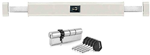 Ckey Panzerriegel Querriegel Panzerriegelschloss Türsicherheit Schließzylinder (Weiss, 950 mm)