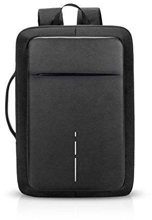 FANDARE 3 i 1 herr affärsryggsäck med USB-laddningsport bärbar dator, handväska, pendling, resor, vattentät axelväska, polyester, Svart, L, Fritidsryggsäck