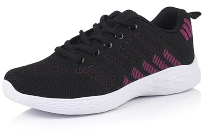 BRKVALIT Damen Sneakers Mesh Gym Turnschuhe Freizeitschuhe Laufschuhe Sportschuhe,Schwarz Rot,37EU